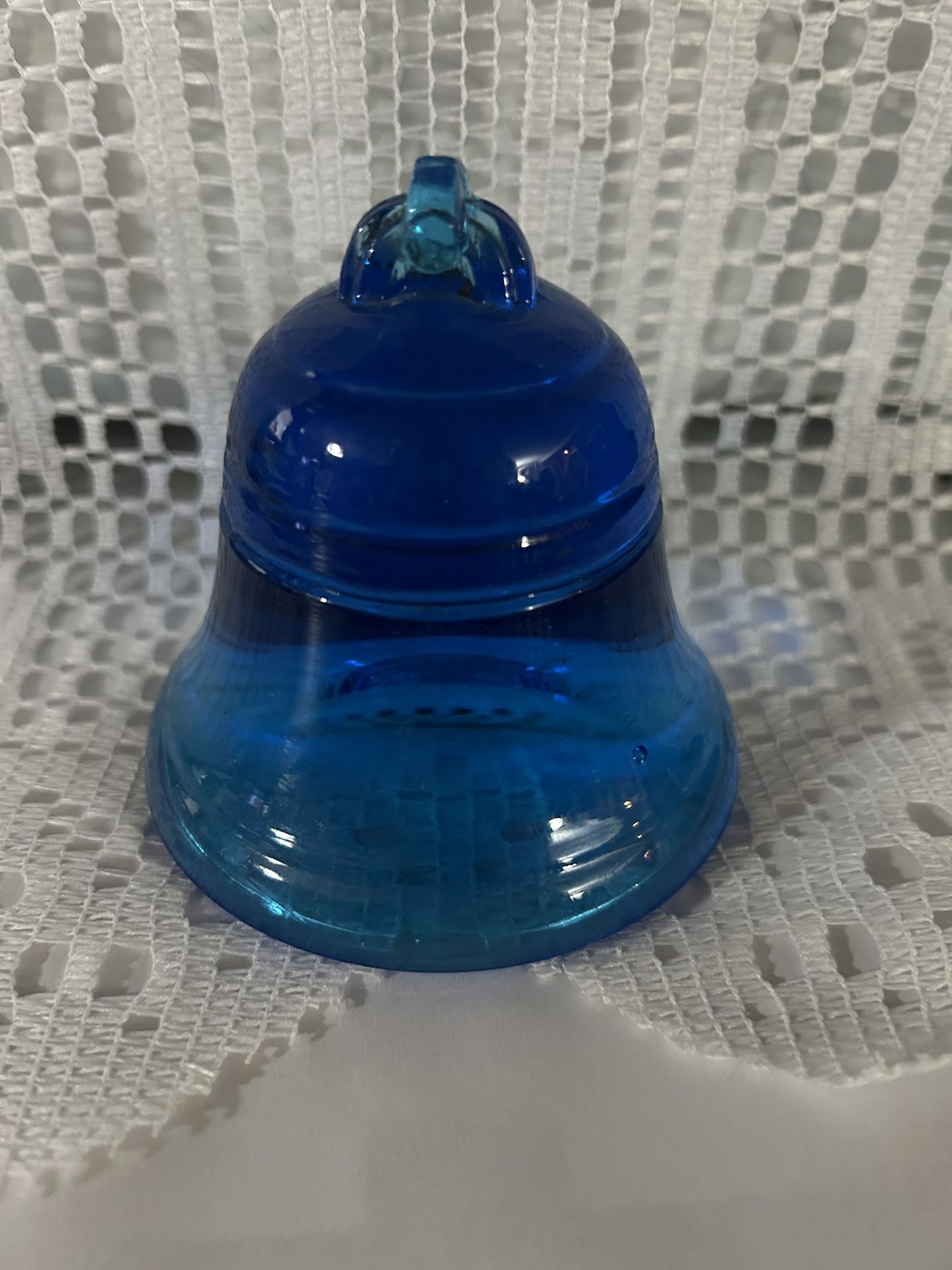 Vintage Blue Glass Telephone Bell Paperweight Rare