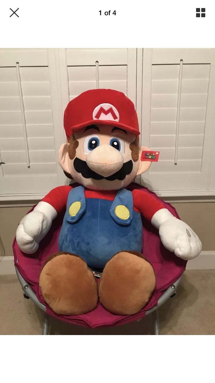 Nintendo Giant Life Size 4ft 48” Super Mario Plush Rare Good Stuff Licensed