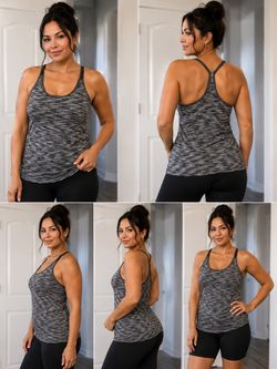 XL Gray Space Dye Racerback Athletic Tank Top
