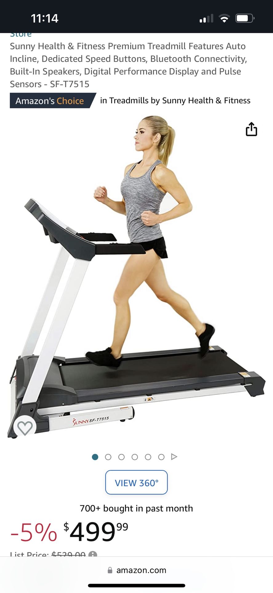 Sunny Smart Treadmill With Auto Incline