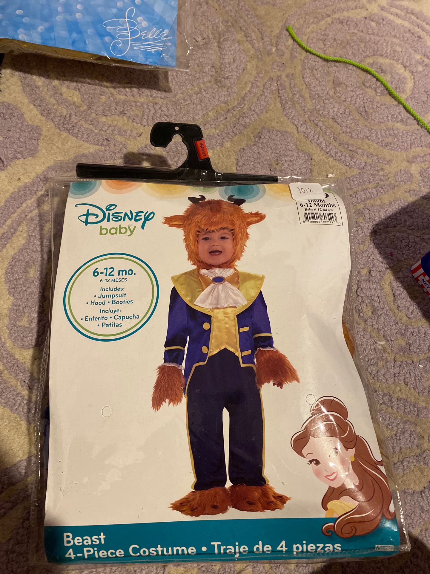 Disney baby beast 4 piece costume set size 6-12 mos