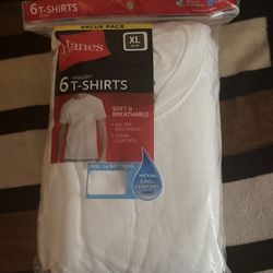 NEW Hanes Men's 6 Value Pack Tagless Crewneck T-Shirts - Size XL (46-48") White