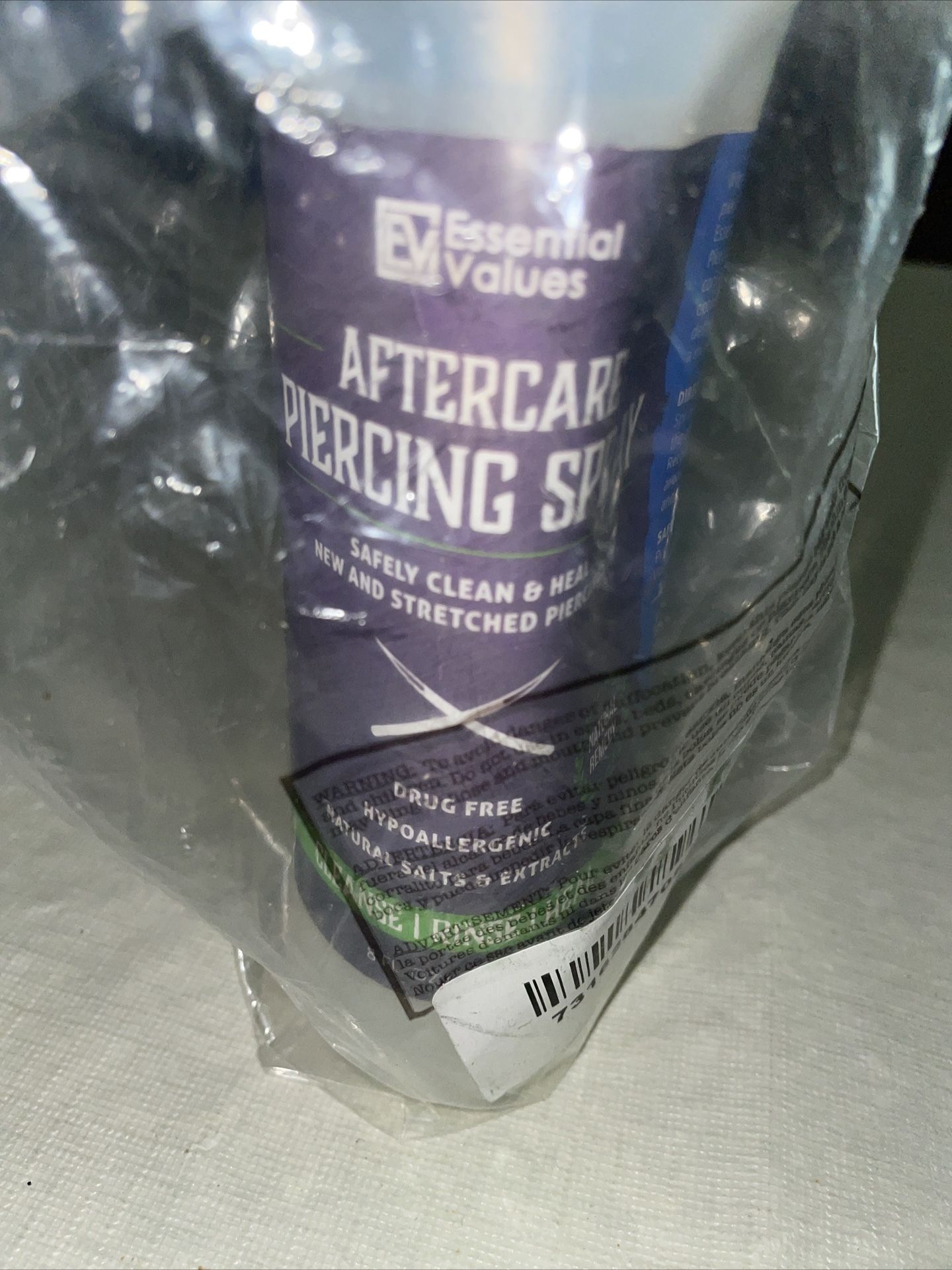 New Essential Values Aftercare Piercing Spray/ 8oz/ drug free & hypoallergenic