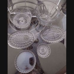 Six Pieces Of Glassware, No Chips, Various Sizes