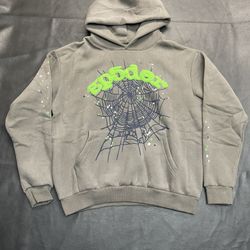 Grey and green sp5der hoodie 110$