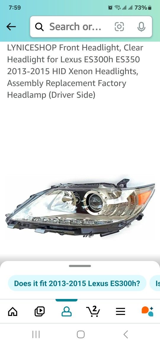 Headlight For 2013 Es 350 Right Side