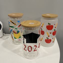 Custom Teacher Glass Cups 16oz 