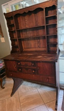 Vintage Wood Cabinet with hutch