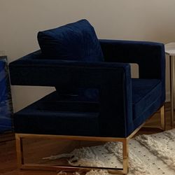 Blue Velvet Accent Chair