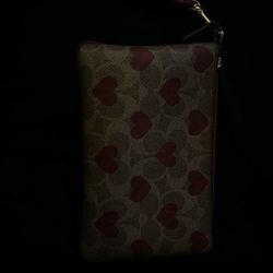 Coach Canvas Heart Wristlet Wallet 