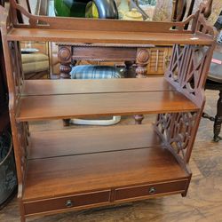 Vintage Mirrored Back Shelf with Drawers