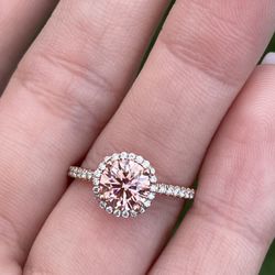 1 Carat Pink Lab Grown Diamond Engagement Ring Rose Gold 