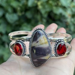 925 Silver Overlay Jasper Garnet Bangle 