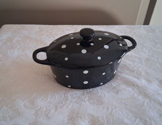 Temptations By Tara Polka Dot Serving Dish 12oz 8” Width With Handles See Photos