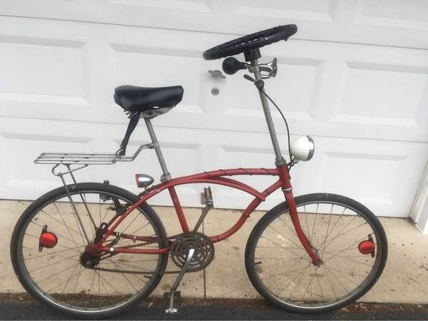 Custom Schwinn bike - steering wheel, 3 speed coaster brake, generator