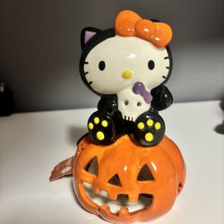 Blue Sky Hello Kitty Halloween Pumpkin Ceramic Tea Light Candle Holder