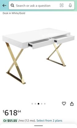 New, Out of Box - High End White Lacquer Desk Table