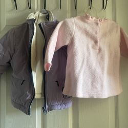 Girl’s Winter Jacket & Pink Sweater Size 12M 