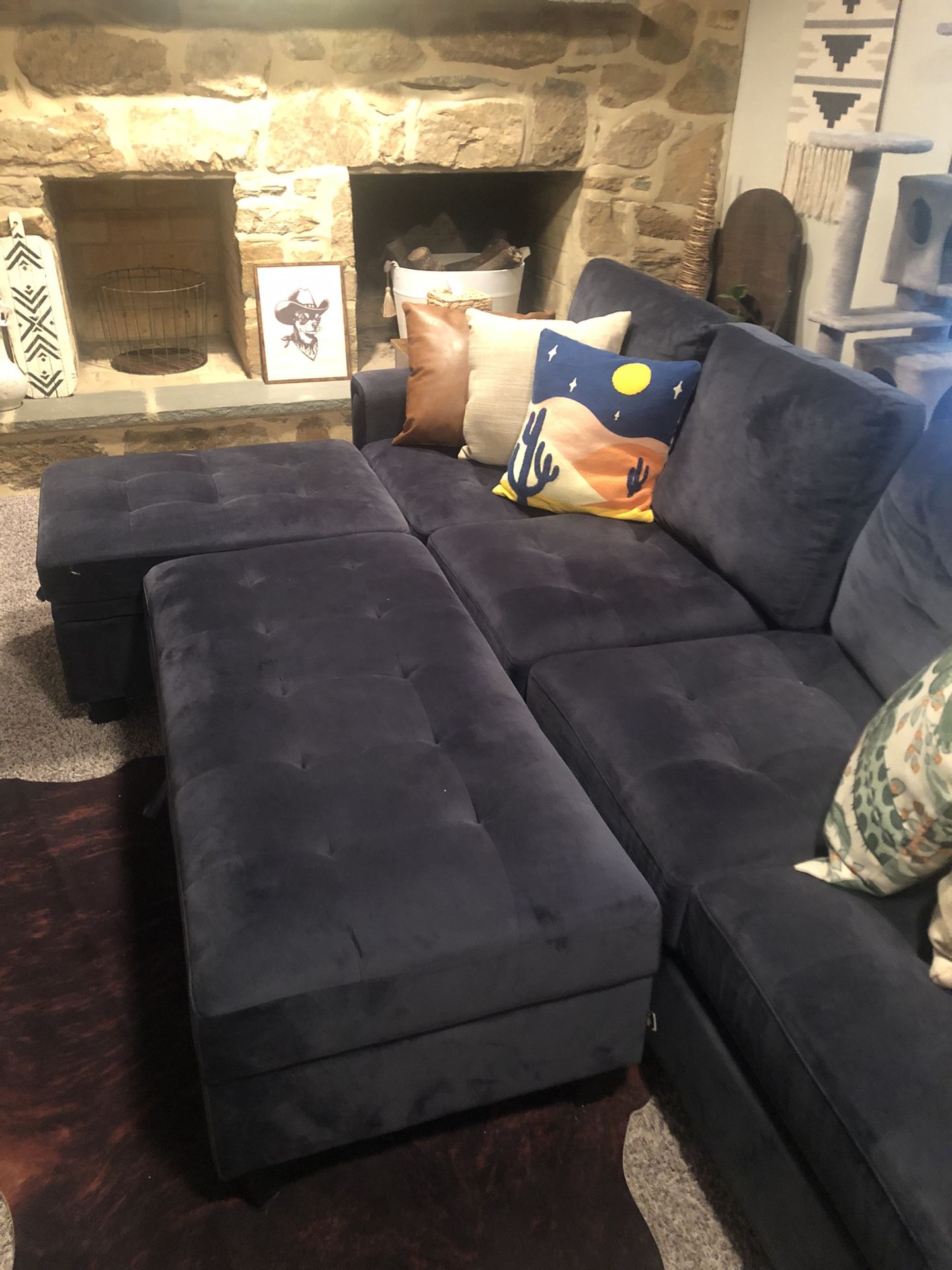 Blue Velvet Sectional