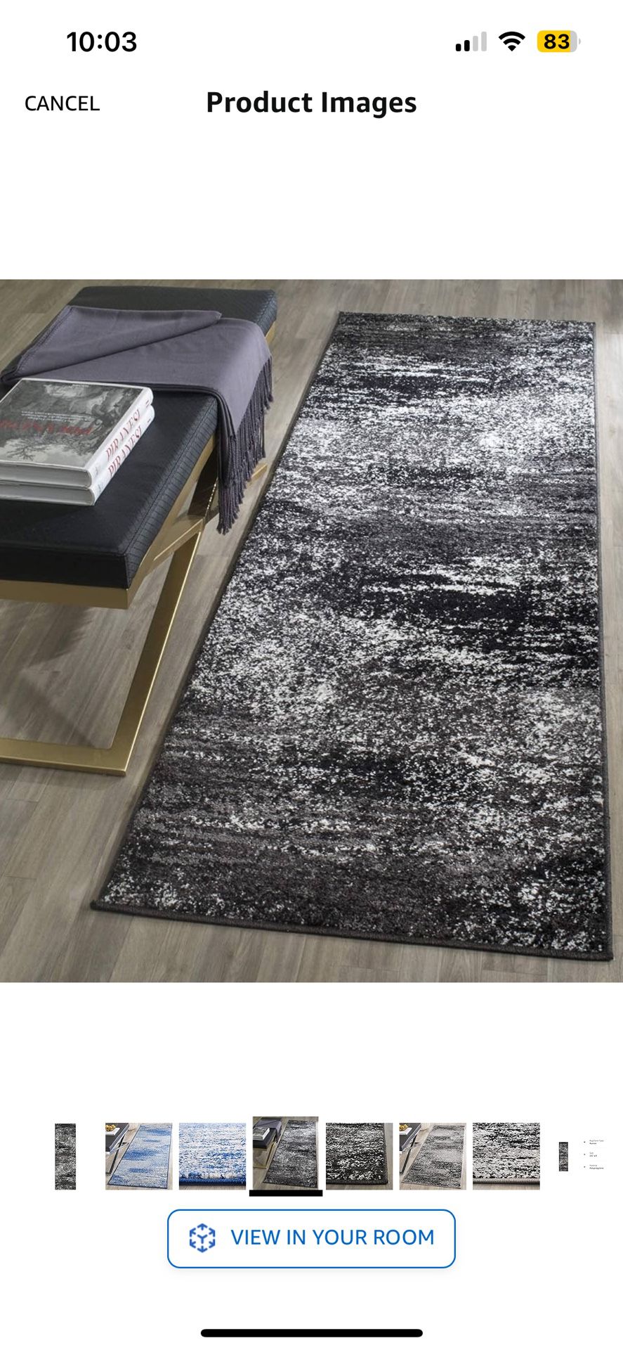 SAFAVIEH Adirondack Collection Runner Rug - 2'6" x 8', Silver & Black, Modern Abstract Design, Non-Shedding & Easy Care, Ideal for High Traffic Areas 