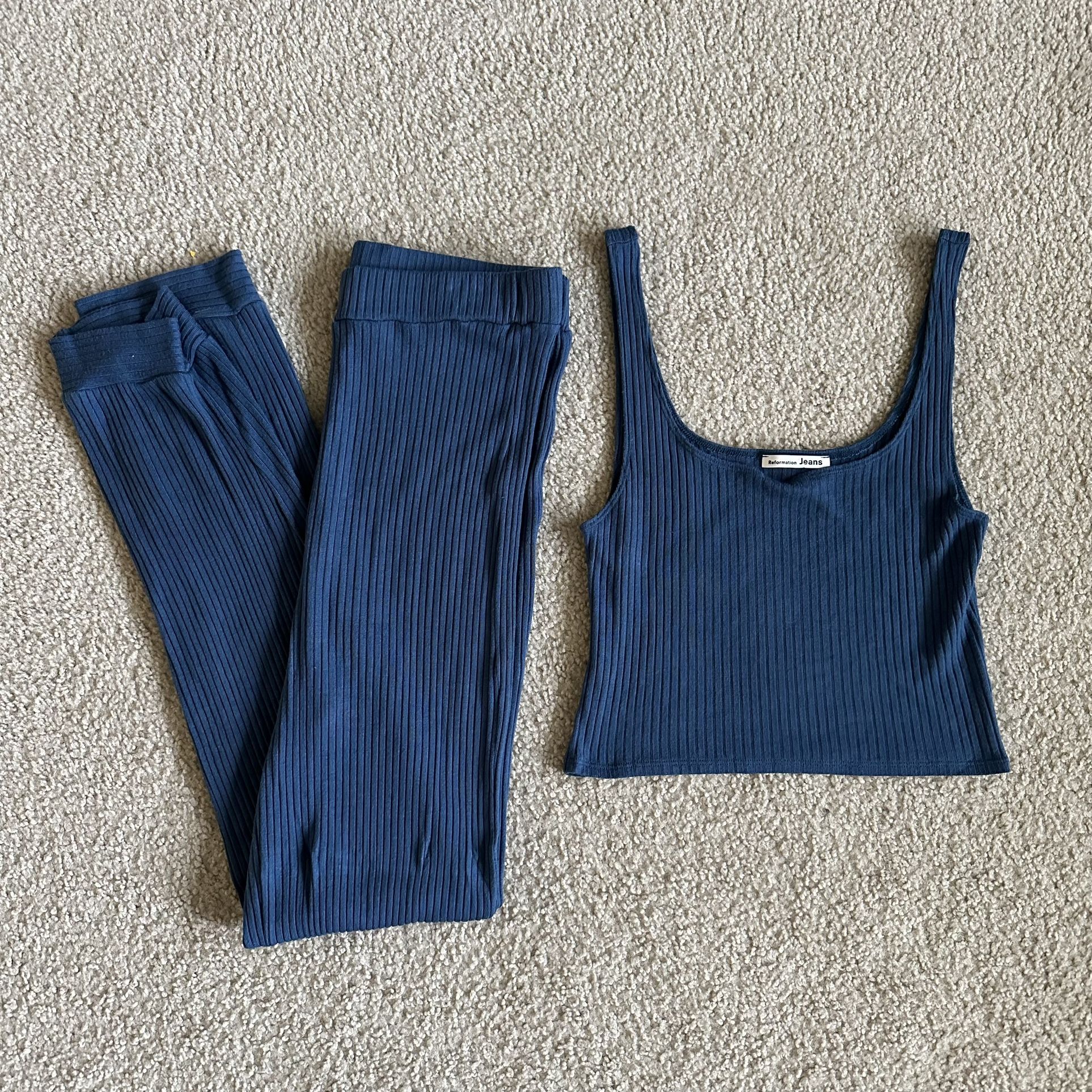 Reformation Two Piece Ribbed Lounge Set