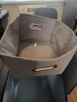 Gray Fabric Storage Bin with Handles