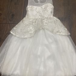 Girls White Special Occasion Dress Size 5 By Bonnie Jean #1