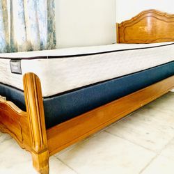Two Twin Indonesian Teak With Boxspring 