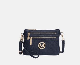MKF Collection Roonie Signature  "M" Phone Crossbody Wristlet Bag by Mia K Black