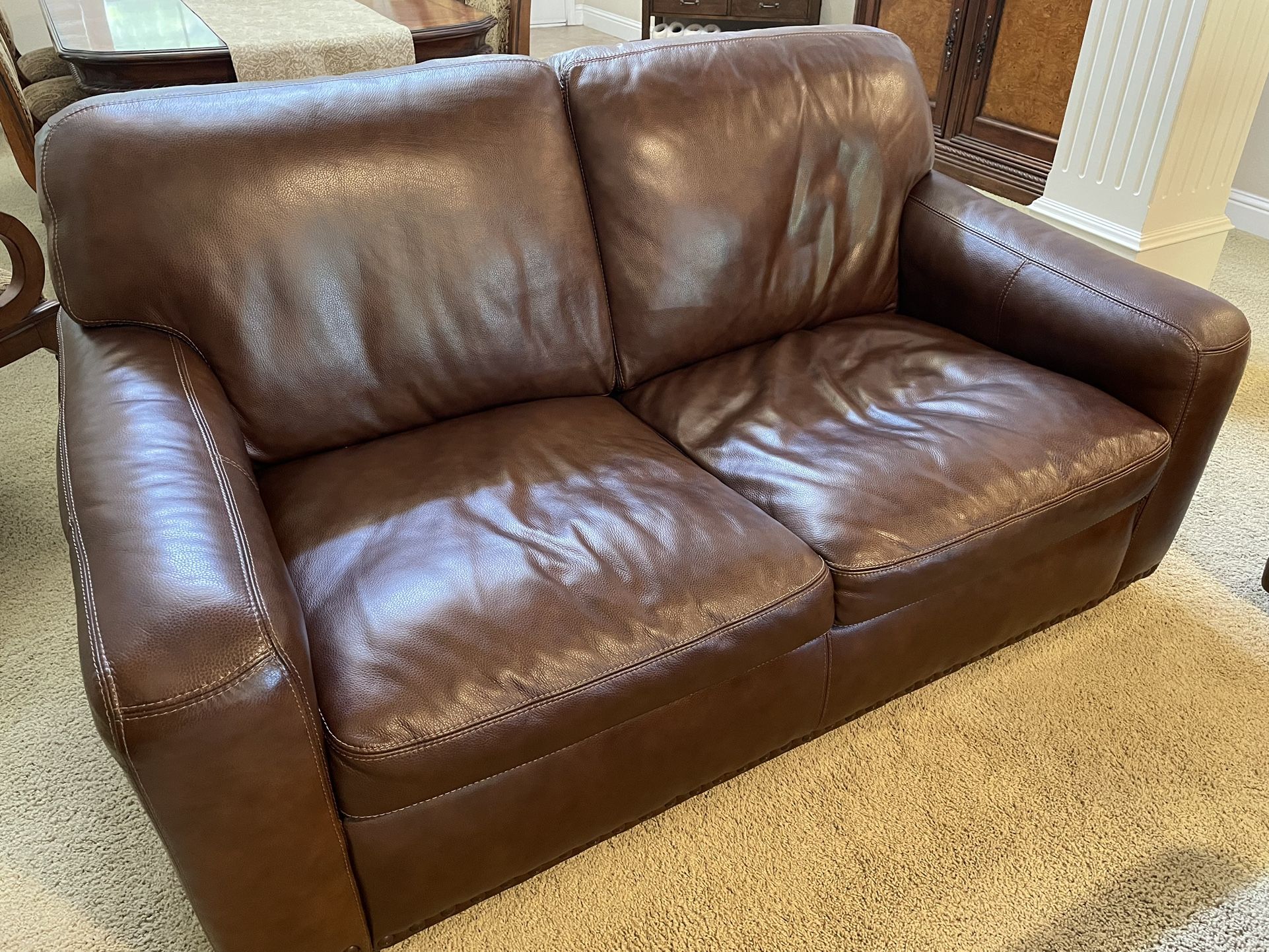 Brown Leather Sofa Loveseat Set