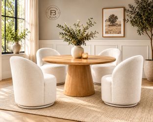 5pc Dining Set - Round Dining Table - 4 Swivel Chairs