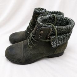 Olive Green Lace Up Boots