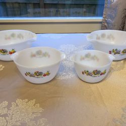 Anchor Hocking Fire King Fruit And Rooster Mixing Bowl Set