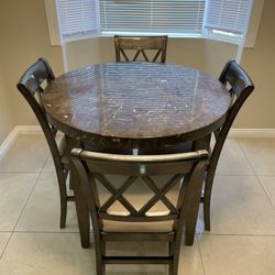 Gently Used Tile Table 40 Inch Receipt Of Purchase Included With Gently Used Chairs Set Grey 