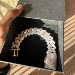 Moissanite Lab Diamond 20MM Cuban Bracelet Men’s Women’s 