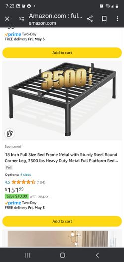 Full Size 18 " High Heavy Duty Metal Bed Frame   
