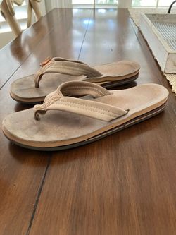 Light Sand Leather Rainbow Sandals Women’s XL Size 8.5 - 9.5