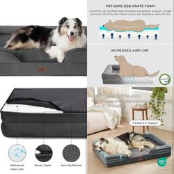 Orthopedic Dog Bed for Extra Large Dogs - XL Washable Dog Sofa Bed Large, Supportive Foam Pet Couch Bed with Removable Washable Cover, Waterproof Lini