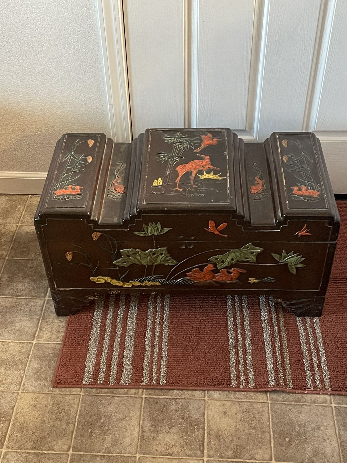 Vintage Rare Lacquer Carved Chinese Chest