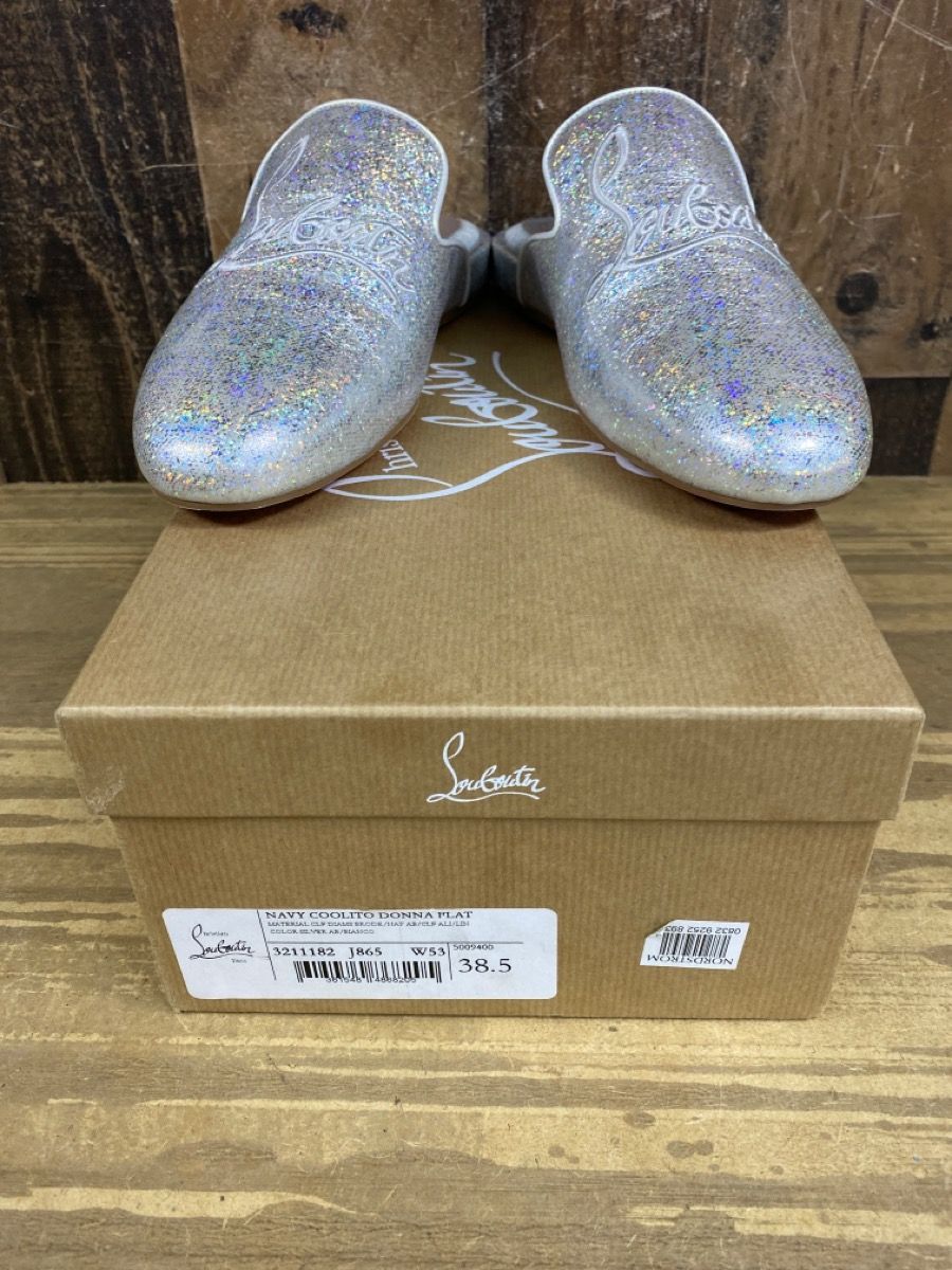 Christian Louboutin “Navy Coolito Donna Flat” slippers 38.5(A1D009784)