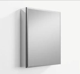Nuetypechic Black 19.85 In W x 25.78 In. H Rounded Rectangle Mirror Cabinet Iron Framed Mirror
