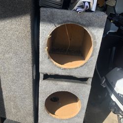 2 10 Inch Subwoofer Box Ported . Nice Box Just Needs One Round Terminal Cup For Other Side