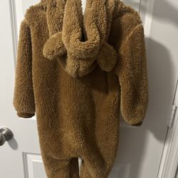 Teddy Fleece Bear Zip-Up Bodysuit
