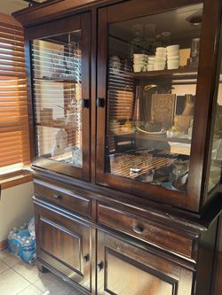 Dark Wood China Cabinet Buffet