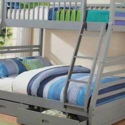 Bunk bed Twin Full with Storage drawers Free Mattress NAVY OR GRAY