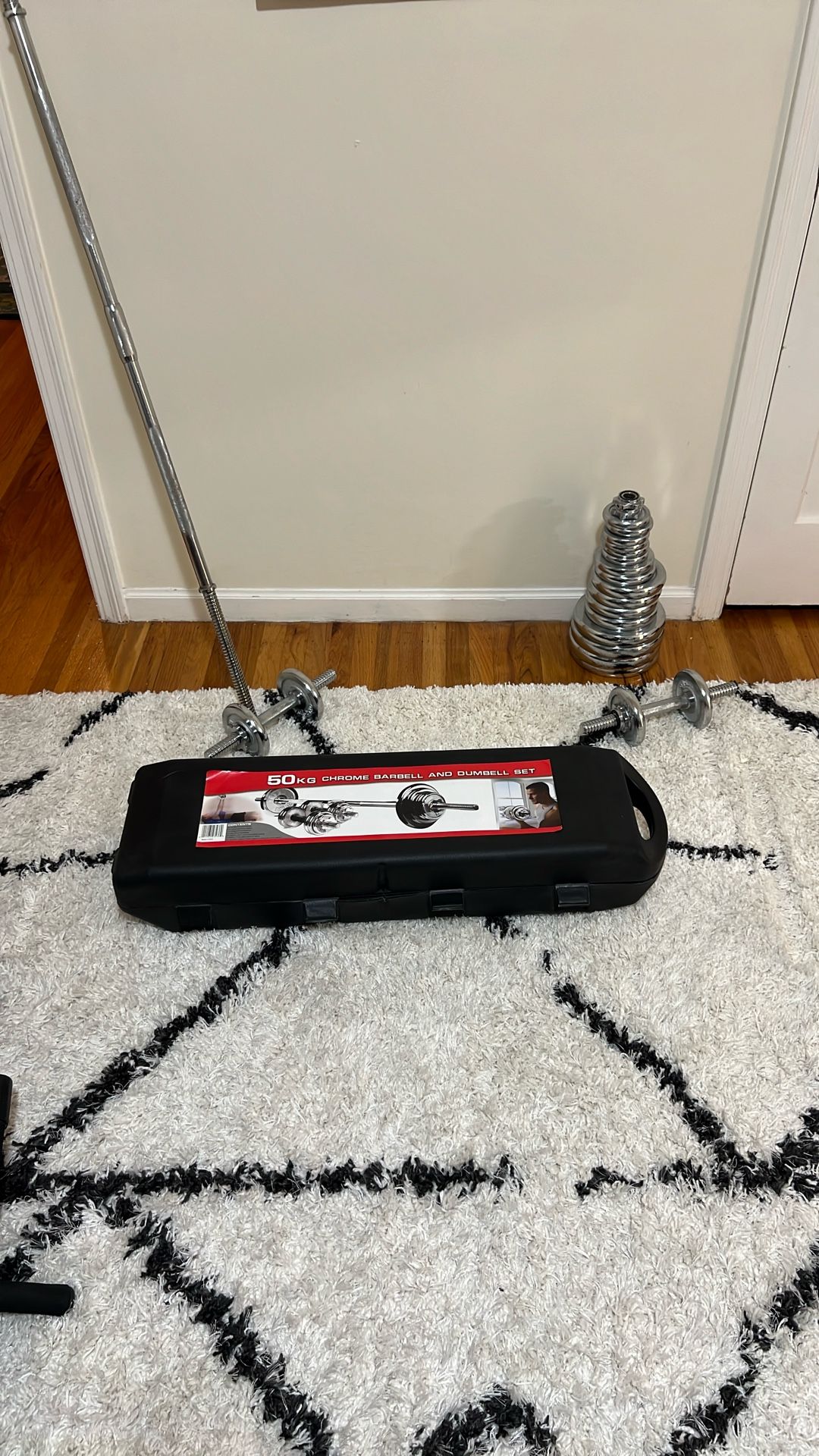 50KG/110lbs Chrome Barbell And Dumbbell Set