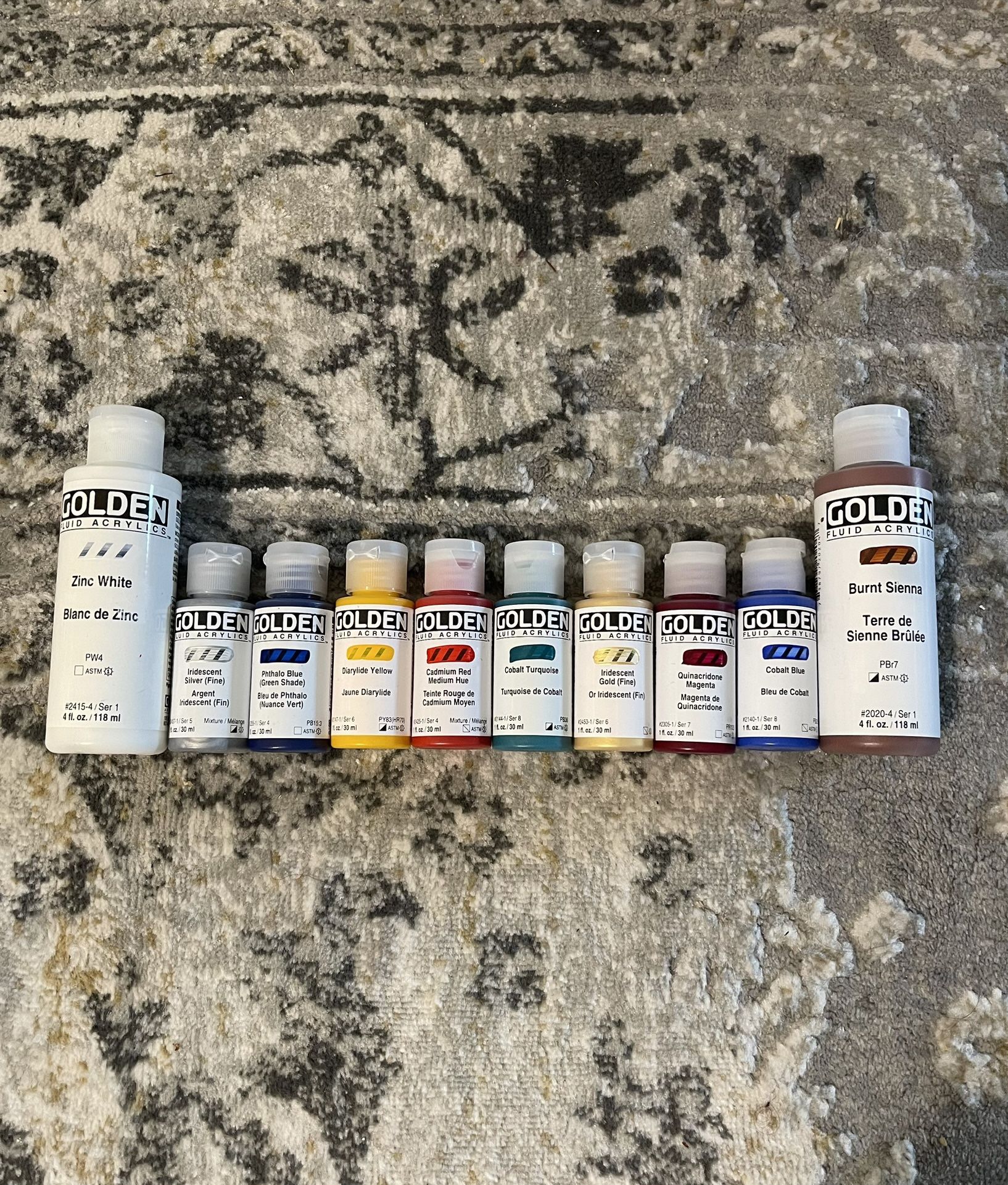 Golden Fluid Acrylics Paint Bundle - Spark (10 Colors 4fl oz & 1fl oz Bottles)