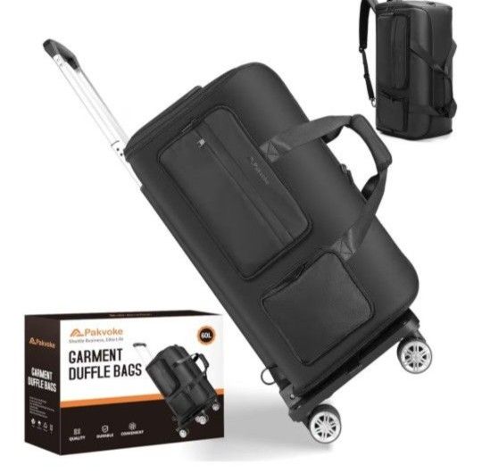 New! Convertible Rolling Garment Duffle Bag for Travel -