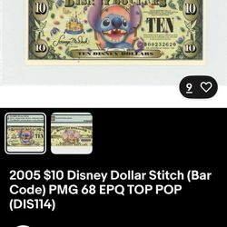 Disney Dollar 10$ STITCH NOTE