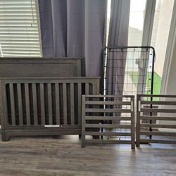 Grey Wood Baby Infant Crib